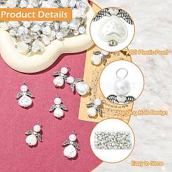70Pcs 7 Styles ABS Plastic Pearl with Alloy Pendants&nbsp;PALLOY-CJ00186