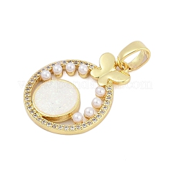 Brass Micro Pave Cubic Zirconia Pendants&nbsp;KK-I723-15G
