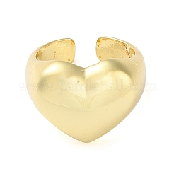 Eco-Friendly Brass Heart Open Cuff Rings for Women&nbsp;RJEW-A025-02G
