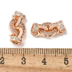 Brass Clear Cubic Zirconia Fold Over Clasps&nbsp;LS-KK-Q019-07RG