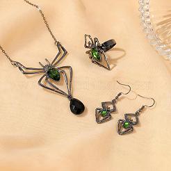 Spider Alloy Glass Dangle Earrings & Necklaces & Rings Sets&nbsp;WGD1EC4-04