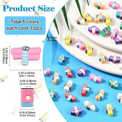 80Pcs 8 Colors Handmade Polymer Clay Beads&nbsp;CLAY-YW0001-98