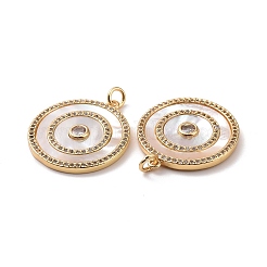 Flat Round Brass Micro Pave Cubic Zirconia Pendants&nbsp;KK-G406-19G