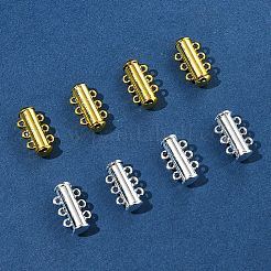 8 Sets 2 Colors 3-Strands Brass Magnetic Slide Lock Clasps&nbsp;KK-FS0001-60