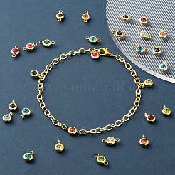 24Pcs 12 Colors 304 Stainless Steel Rhinestone Charms & Links connectors&nbsp;STAS-LS0001-28G