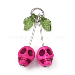 6Pcs 6 Colors Dyed Synthetic Turquoise Skull Cherry Pendants&nbsp;PALLOY-JF04110