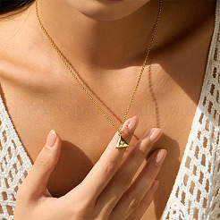 Brass Micro Pave Clear Cubic Zirconia Geometric Pendant Cable Chain Necklaces for Women&nbsp;WG4F4F3-01