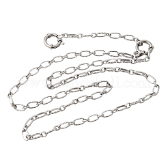 4.5MM 201 Stainless Steel Textured Oval Link Chain Necklaces for Unisex&nbsp;NJEW-K302-04P