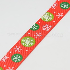 Christmas Snowflake Printed Grosgrain Ribbon for Christmas Gift Package&nbsp;SRIB-D010-9mm-02
