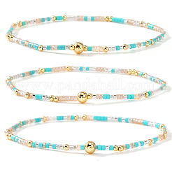 Boho Round Brass and Glass Seed Beaded Stretch Stackable Bracelet Sets&nbsp;BP2363-5