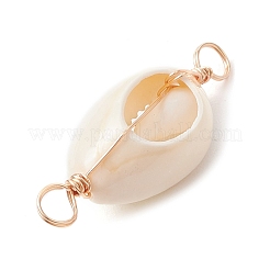 7Pcs 7 Colors Natural Cowrie Shell & Faceted Glass & Brass Bead Connetctor Charms&nbsp;PALLOY-JF02665