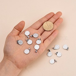 Non-Tarnish Flat Round with San Benito & Word 304 Stainless Steel Charms&nbsp;STAS-I036-03C