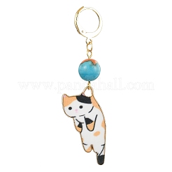 Cat Shapes Alloy Enamel Pendants Decorations&nbsp;HJEW-JM01767