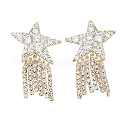 Brass Clear Cubic Zirconia Stud Earrings&nbsp;EJEW-D301-06G-02