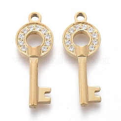 316 Surgical Stainless Steel Micro Pave Clear Cubic Zirconia Pendants&nbsp;X-STAS-I164-031G