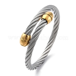 304 Stainless Steel Torque Bangles for Women&nbsp;BJEW-P310-25GP01