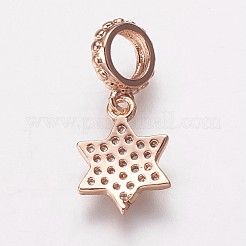 Brass Cubic Zirconia European Dangle Charms&nbsp;KK-P134-04RG