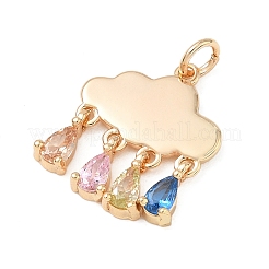 Brass Micro Pave Cubic Zirconia Pendants&nbsp;KK-D263-07G