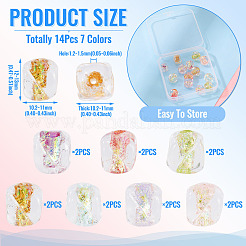 14Pcs 7 Colors Handmade Foil Lampwork Beads&nbsp;FOIL-TA0001-06