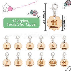 12Pcs 12 Style Flower with Number Pendant Locking Stitch Markers&nbsp;HJEW-AB00641