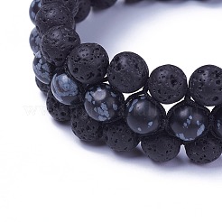 Adjustable Natural Snowflake Obsidian Braided Bead Bracelets&nbsp;BJEW-I273-E01