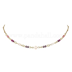 304 Stainless Steel with Natural Mixed Gemstone Pendant Necklaces&nbsp;NJEW-JN06653-01
