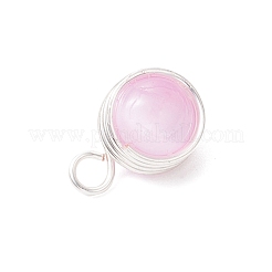 Dyed Natural Selenite Copper Wire Wrapped Round Pendants&nbsp;PALLOY-JF03770-02