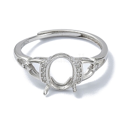 Adjustable 925 Sterling Silver 4 Prongs Ring Settings&nbsp;STER-K179-26P