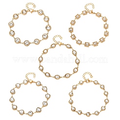 304 Stainless Steel Pave Glass Link Chains Bracelets for Women&nbsp;BJEW-G780-04G
