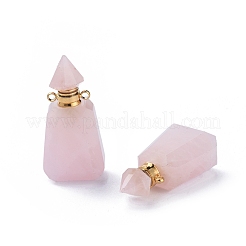 Faceted Natural Rose Quartz Openable Perfume Bottle Pendants&nbsp;G-P435-B-01G