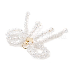 Glass Seed Beaded Bowknot with Heart Pendants&nbsp;PALLOY-MZ01162-02