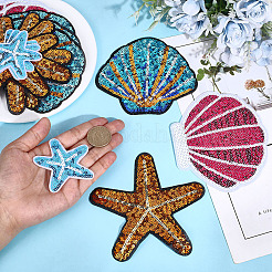 16Pcs 4 Styles Polyester & Sequin Self Adhesive Patches&nbsp;PATC-ME0001-28