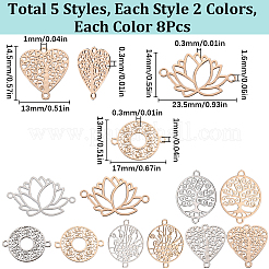 80Pcs 10 Styles Rack Plating Brass Filigree Connector Charms&nbsp;KKC-SC0001-04