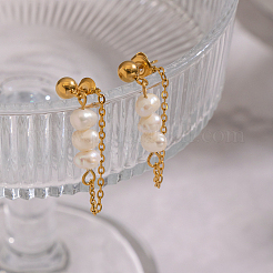 Oval 304 Stainless Steel Chain Tassel Stud Earrings&nbsp;BJ9106