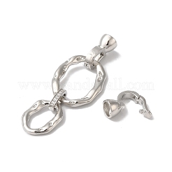 Rack Plating Brass Micro Pave Clear Cubic Zirconia Fold Over Clasps&nbsp;KK-A222-10P