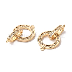 Brass Micro Pave Clear Cubic Zirconia Fold Over Clasps&nbsp;KK-G465-20G