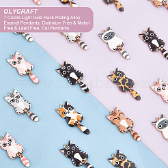 42Pcs 7 Colors Light Gold Rack Plating Alloy Enamel Pendants&nbsp;ENAM-OC0001-17