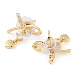 Brass Micro Pave Clear Cubic Zirconia Studs Earring for Women&nbsp;EJEW-S225-18G