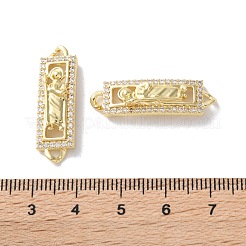 Rack Plating Brass Clear Cubic Zirconia Saint Connector Charms&nbsp;KK-C084-36B-G