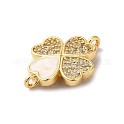 Eco-Friendly Rack Plating Brass Micro Pave Clear Cubic Zirconia Connector Charms&nbsp;X-KK-F853-26G