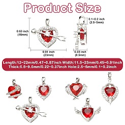 6Pcs 6 Styles Brass Pave Cubic Zirconia Pendants&nbsp;KK-CJ0014-15