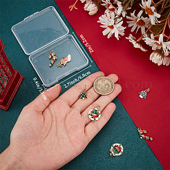 8Pcs 4 Styles Christmas Themed Brass Micro Pave Clear Cubic Zirconia Pendants&nbsp;ZIRC-BBC0002-82