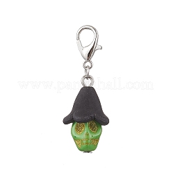 Frosted Acrylic & Dyed Synthetic Turquoise Halloween Skull Pendant Decorations&nbsp;HJEW-JM03901