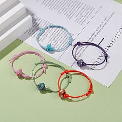 Natural Ocean White Jade(Dyed) Rondelle Beaded Cord Bracelet&nbsp;BJEW-JB08057