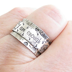 Dandelion with Word Pattern Alloy Finger Rings&nbsp;FS-WG2A4E2-02