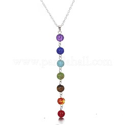 Round Dyed Agate Chakra Pendant Y Necklaces for Women&nbsp;WG9C879-01