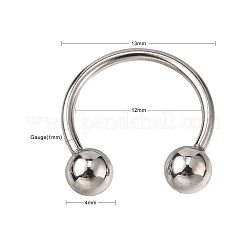 Non-Tarnish 316L Surgical Stainless Steel Circular/Horseshoe Barbell with Round Ball&nbsp;AJEW-P002-07