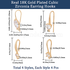 16Pcs 4 Style Brass Earring Hooks&nbsp;KK-BBC0012-53
