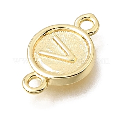 Brass Disc with Initial Links Connector Charms&nbsp;KK-E802-36G-V