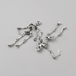 Alloy Skeleton Skull  Dangle Stud Earrings for Halloween&nbsp;EJEW-WH0004-67AS